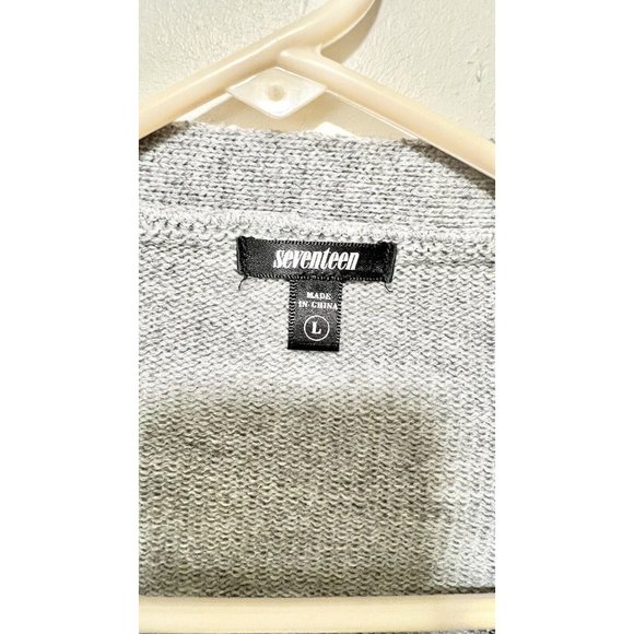 Seventeen Open Front Cardigan Gray Sweater Size L - Picture 6 of 7